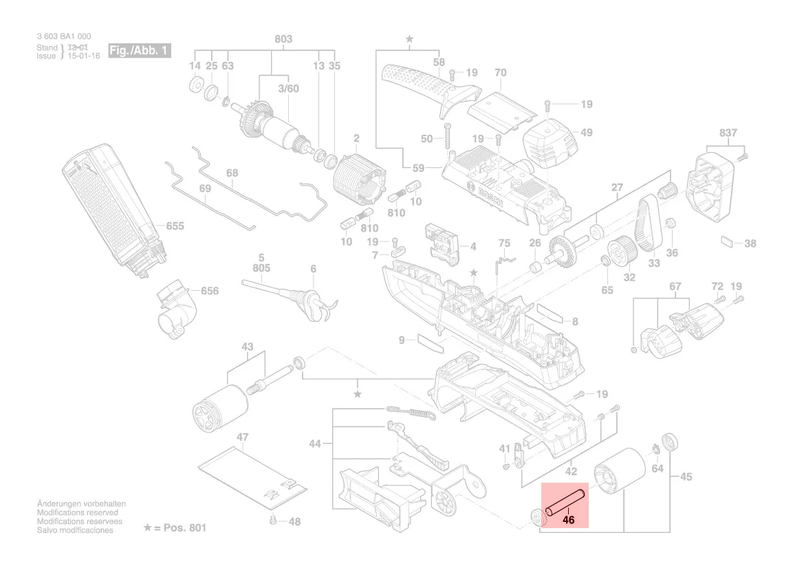 Axe réf.1 619 X06 360 galet avant PBS 75 A / PBS 75 AE